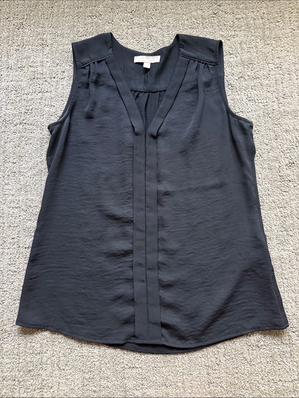 Banana Republic Black Sleeveless V-Neck Pleated Camisole